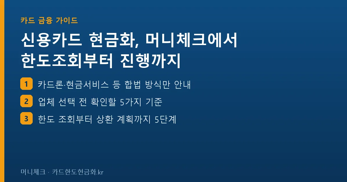 신용카드 현금화 머니체크 한도조회부터 진행까지 핵심 요약