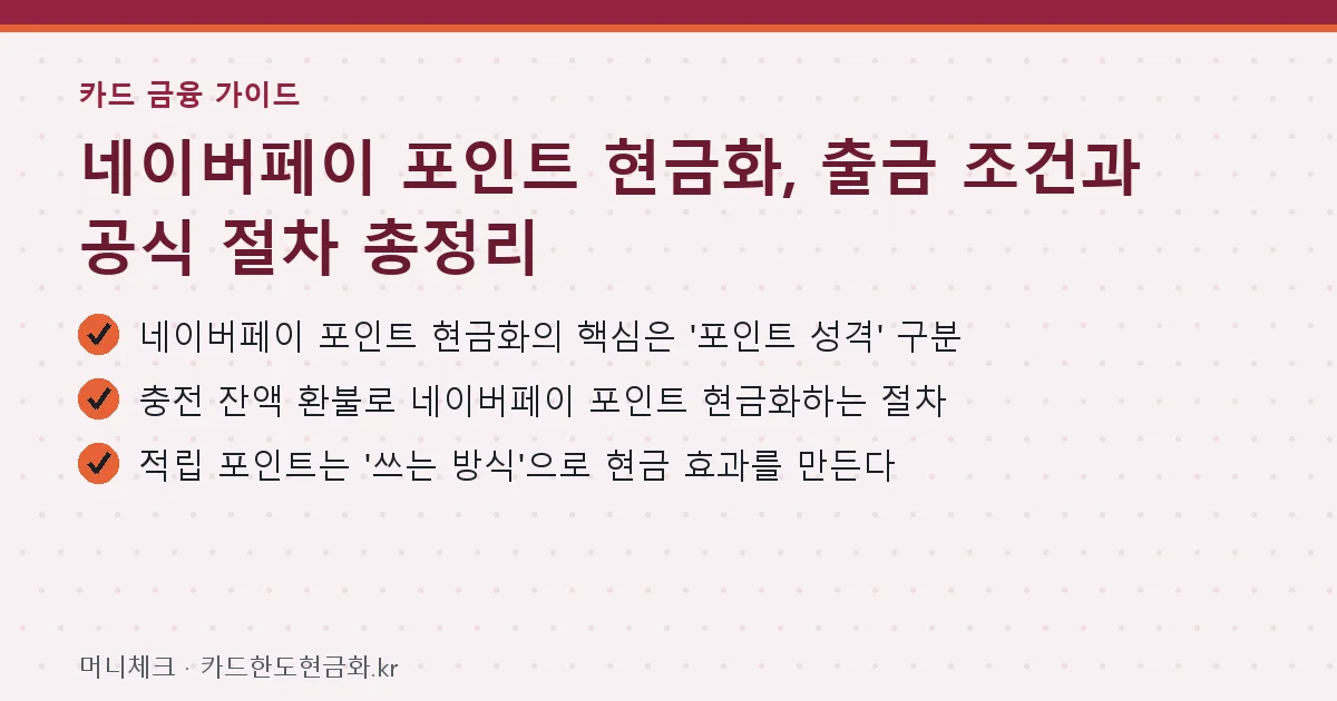 네이버페이 포인트 현금화, 출금 조건과 공식 절차 총정리 핵심 요약