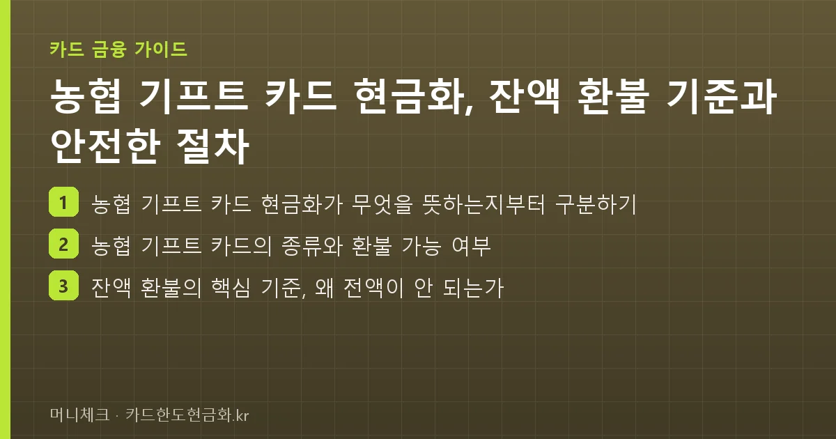 농협 기프트 카드 현금화, 잔액 환불 기준과 안전한 절차 핵심 요약