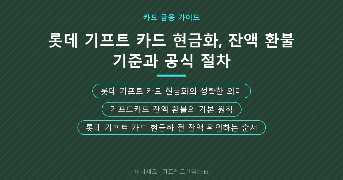 롯데 기프트 카드 현금화, 잔액 환불 기준과 공식 절차 핵심 요약