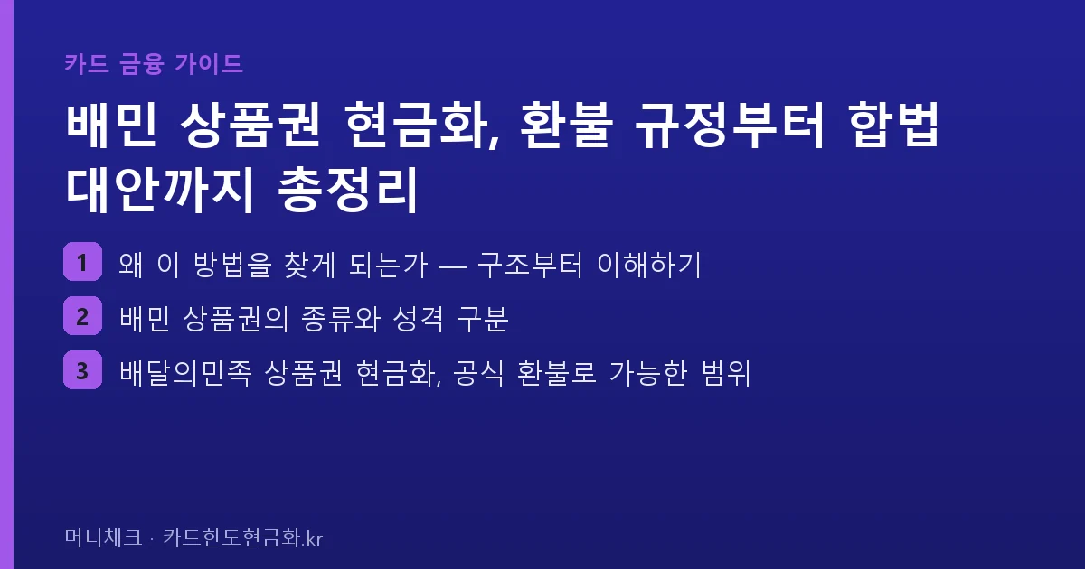 배민 상품권 현금화, 환불 규정부터 합법 대안까지 총정리 핵심 요약