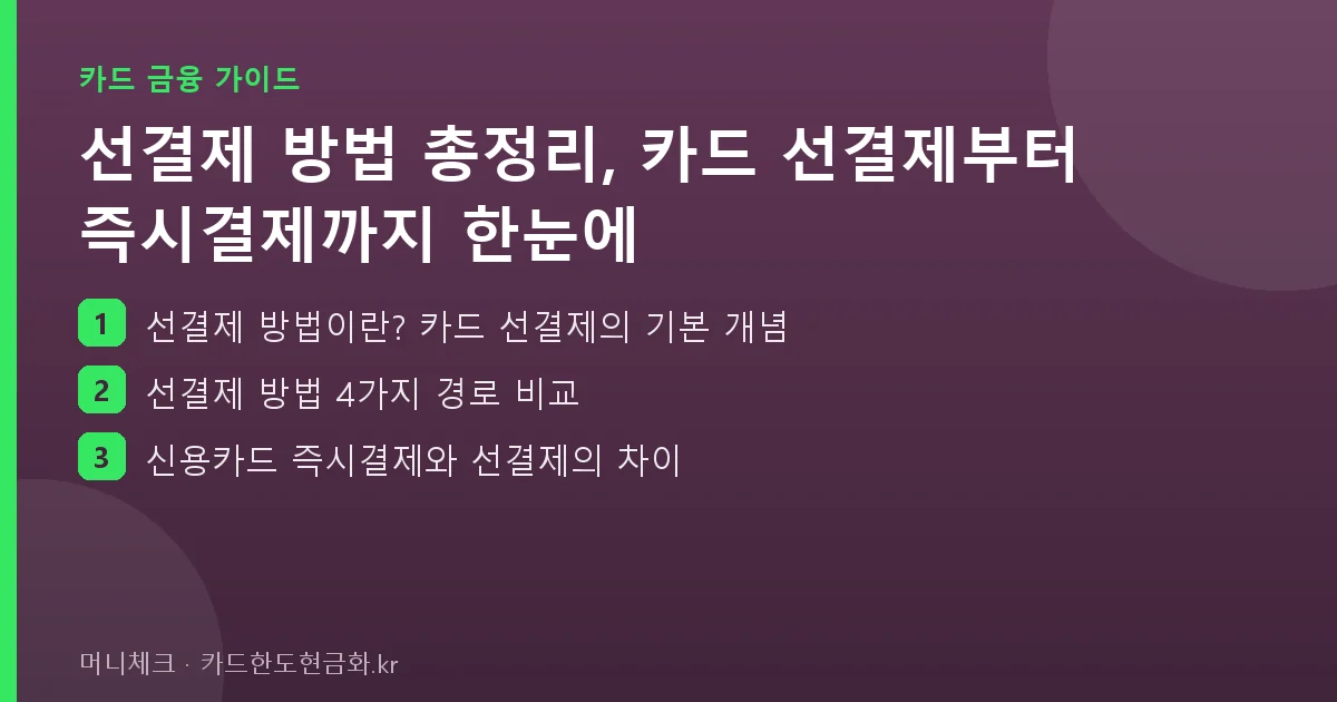 선결제 방법 총정리, 카드 선결제부터 즉시결제까지 한눈에 핵심 요약