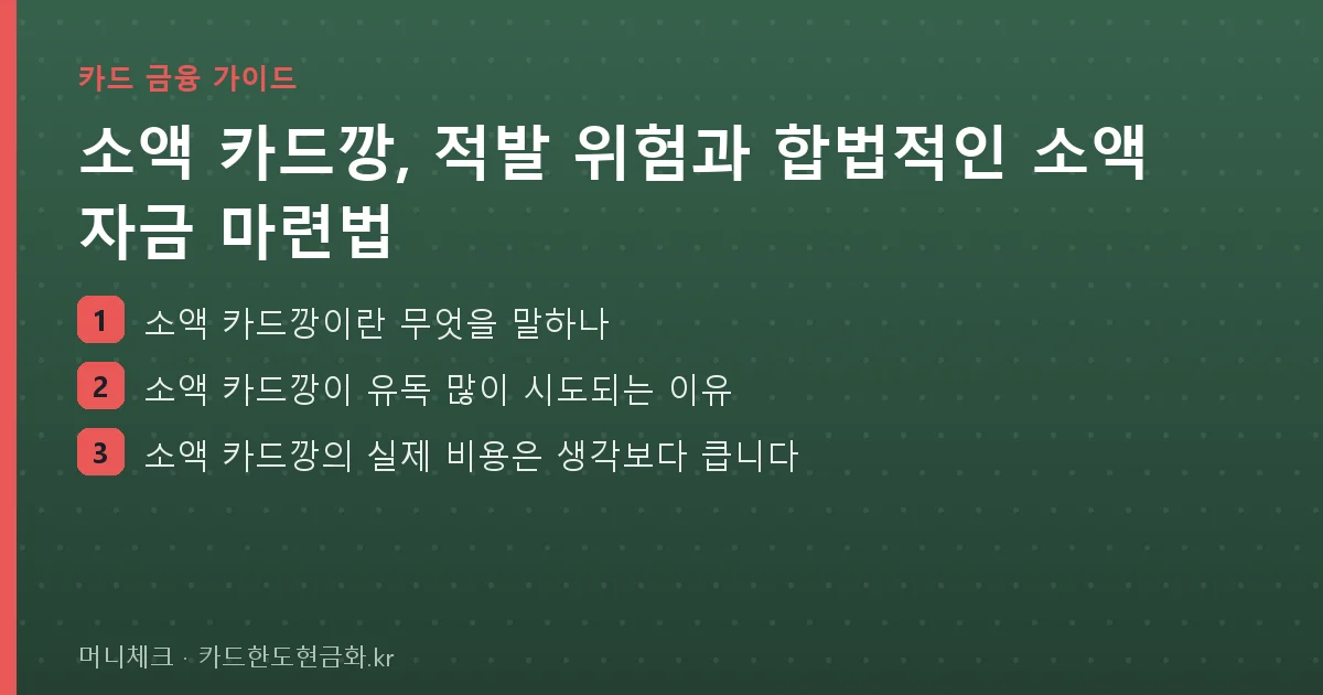 소액 카드깡, 적발 위험과 합법적인 소액 자금 마련법 핵심 요약