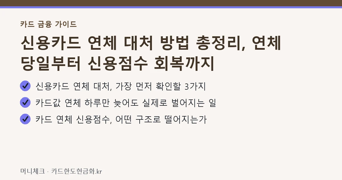 신용카드 연체 대처 방법 총정리, 연체 당일부터 신용점수 회복까지 핵심 요약