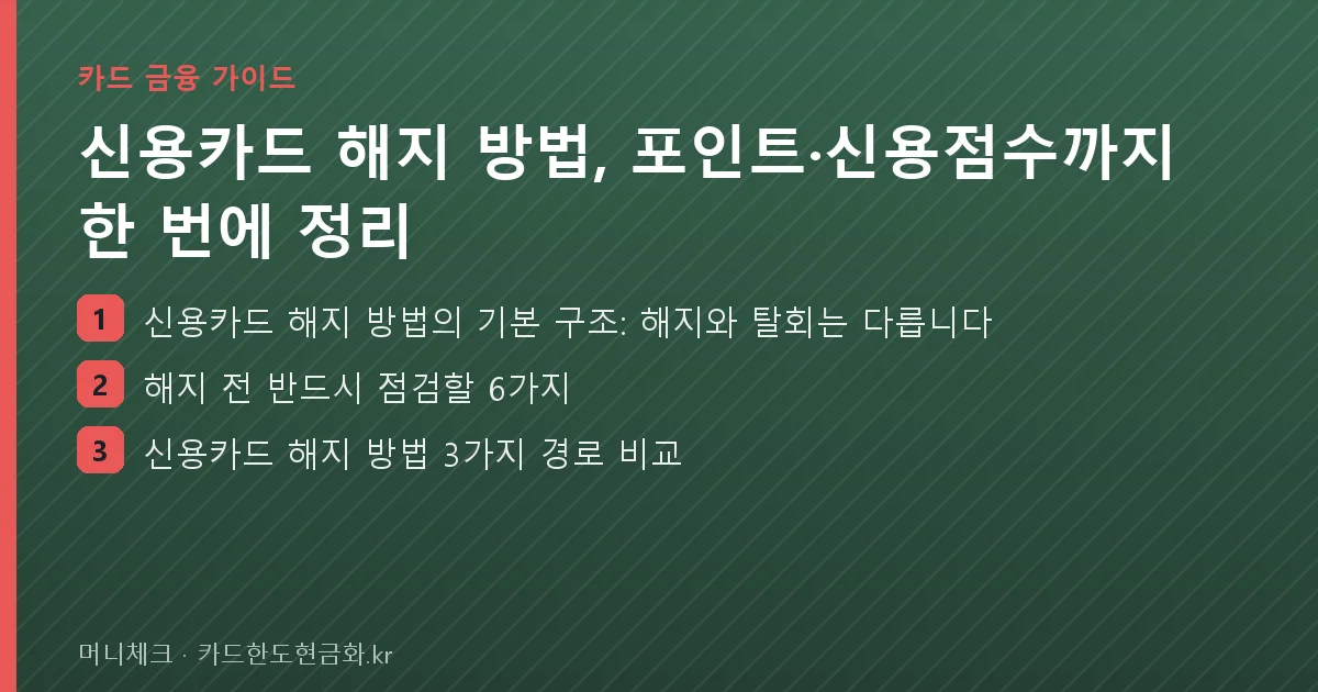 신용카드 해지 방법, 포인트·신용점수까지 한 번에 정리 핵심 요약