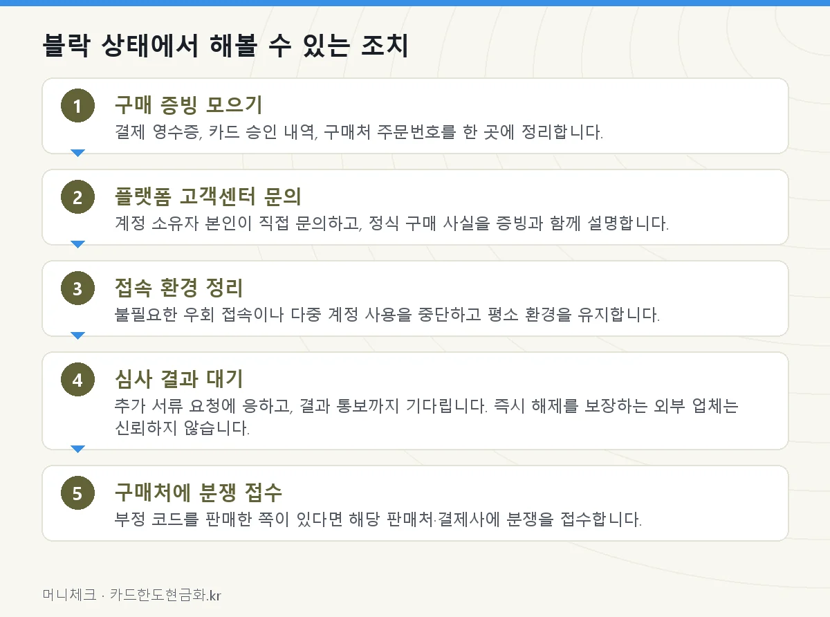 블락 상태에서 해볼 수 있는 조치