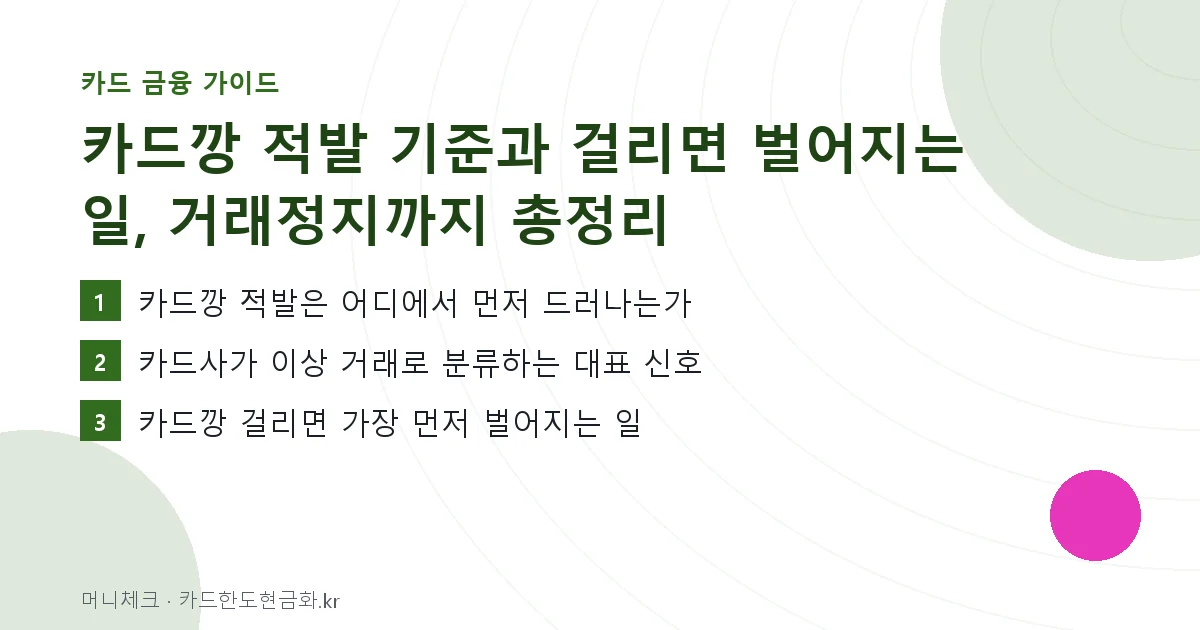 카드깡 적발 기준과 걸리면 벌어지는 일, 거래정지까지 총정리 핵심 요약
