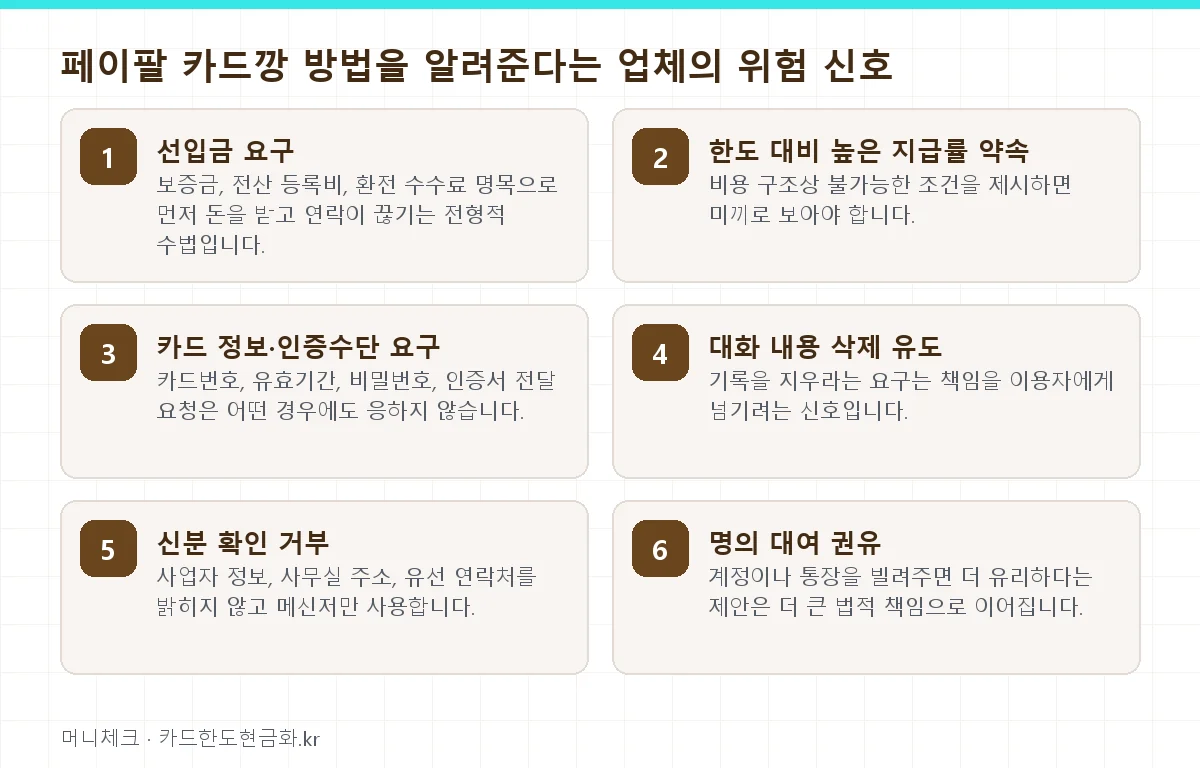 페이팔 카드깡 방법을 알려준다는 업체의 위험 신호