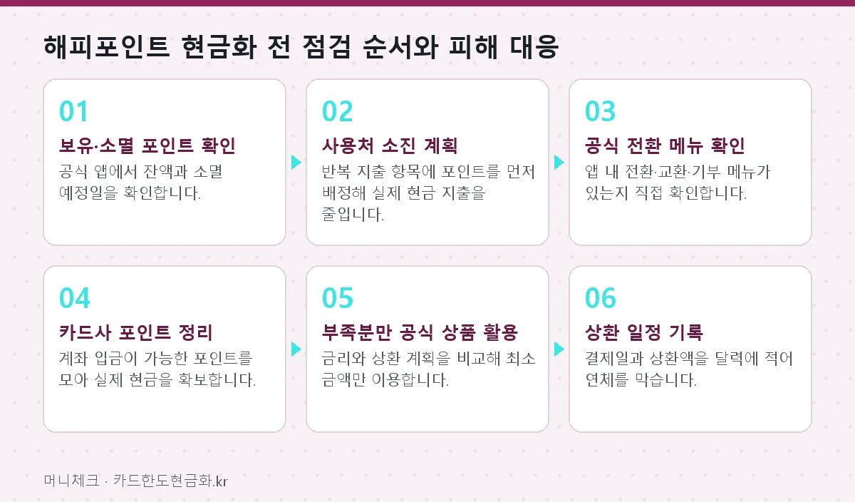 해피포인트 현금화 전 점검 순서와 피해 대응